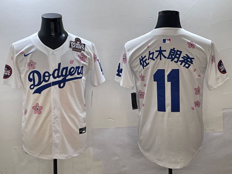 Men Los Angeles Dodgers 11 R.Sasaki White Sakura Edition 2025 Nike MLB Jersey style 6